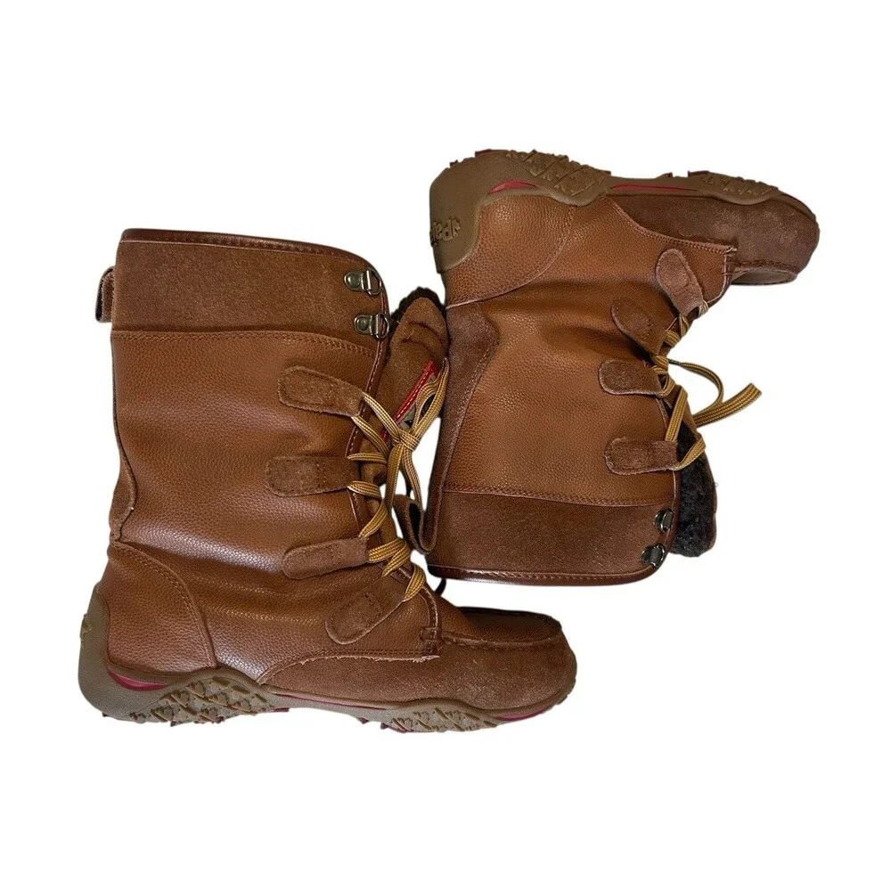 Pajar Gaetana Brown Leather Waterproof Moc Toe Boots Womens EU 37 US 6 - 6.5